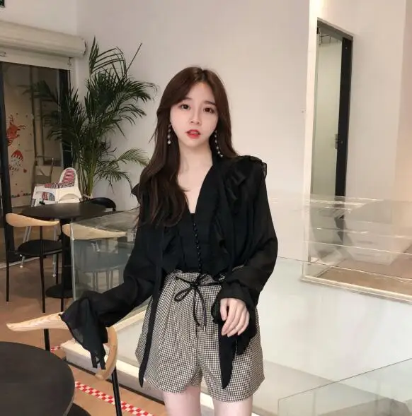 Женская шифоновая рубашка в Корейском стиле с сердечками модель T64 |