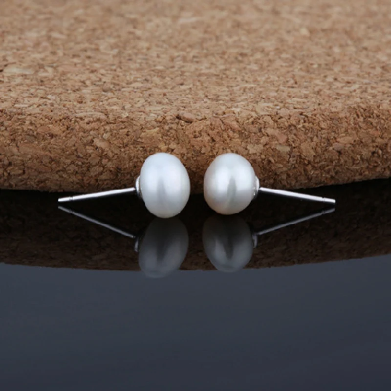 Женские серьги-гвоздики с натуральным пресноводным жемчугом | Украшения и