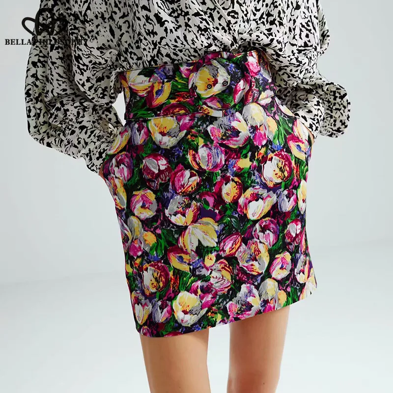 Чудо ретро с цветочным рисунком мини юбки винтажные пояса женские