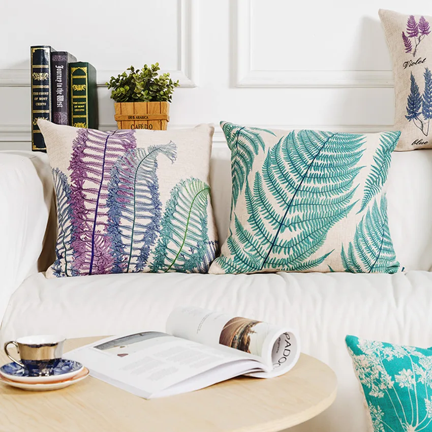 Pillow cover Green plant leaves Home Cushion for office home decorate sofa cushions | Дом и сад