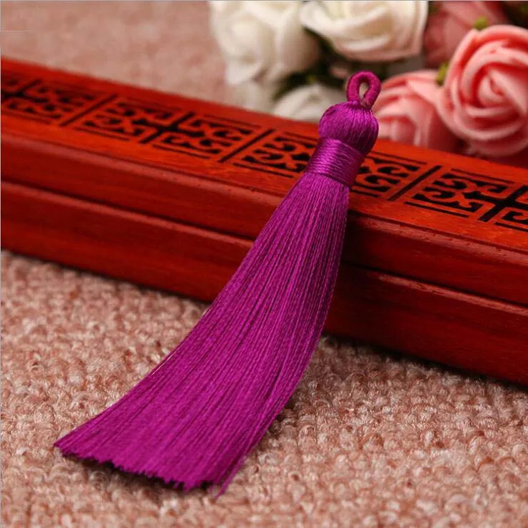 PurpleRed x50PCS 50 шт. X 8 см бахрома отделка кисточки для Сделай Сам ремесла Ювелирные изделия шторы телефон одежда сумки подушки Закладка украшения ледяной шелк - Цвет: PurpleRed x50PCS
