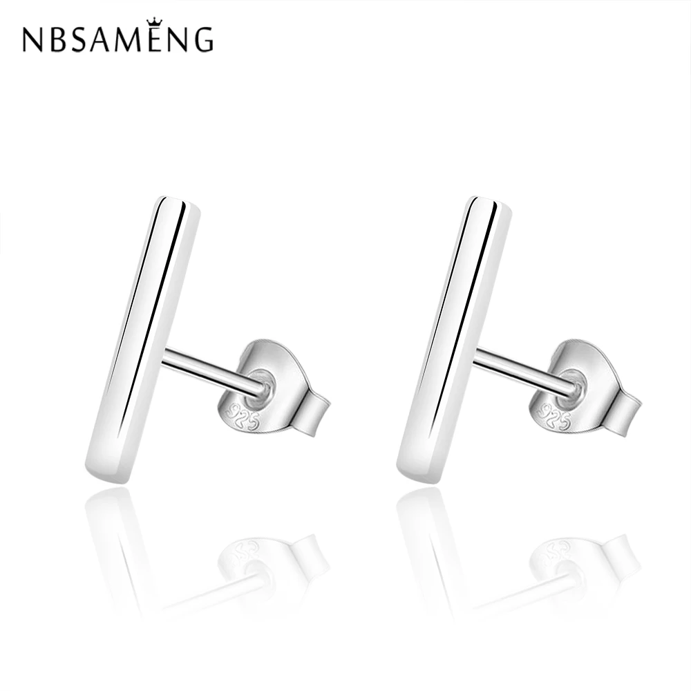 NBSAMENG Оригинальные 925 пробы серебряные модные крошечные серьги-гвоздики 10*1 мм для женщин и девушек, ювелирные изделия, подарок для предотвращения аллергии