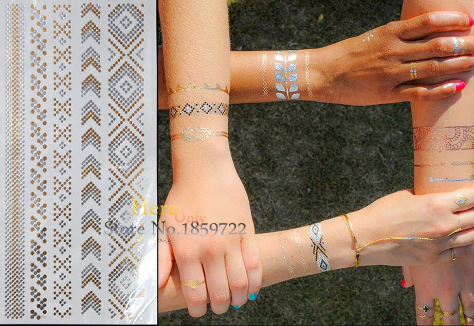 1 шт. дизайн Совы Золотая вспышка металлические водостойкие татуировки перо