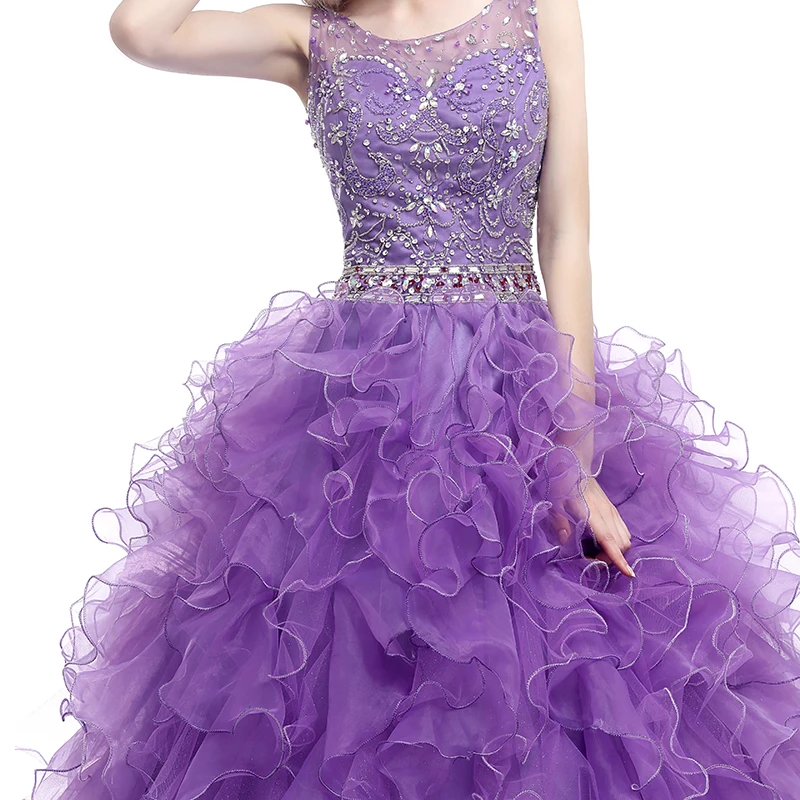Forevergracedress настоящая фотография оборками Фиолетовый Quinceanera платье Scoop Бусины и