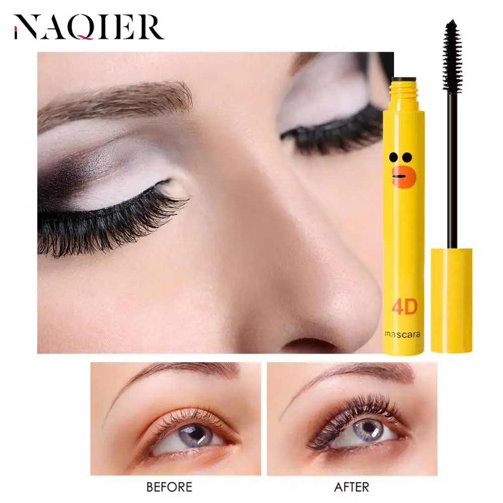 Модные милые 4D Волокно Тушь для ресниц Длинные черные Lash ресницы расширение Водонепроницаемый глаз Макияж