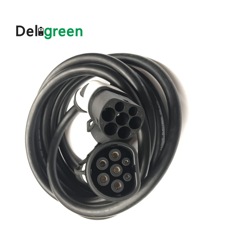 Deligreen 32A ev автомобильное зарядное устройство кабель Тип 2 IEC62196 с м зарядный Разъем