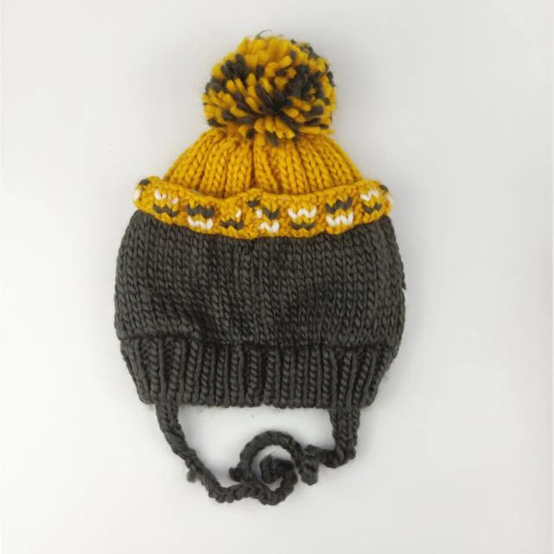 Детская шапка и шарф в комплекте Вязаная Шапка-бини с помпоном виде пингвина