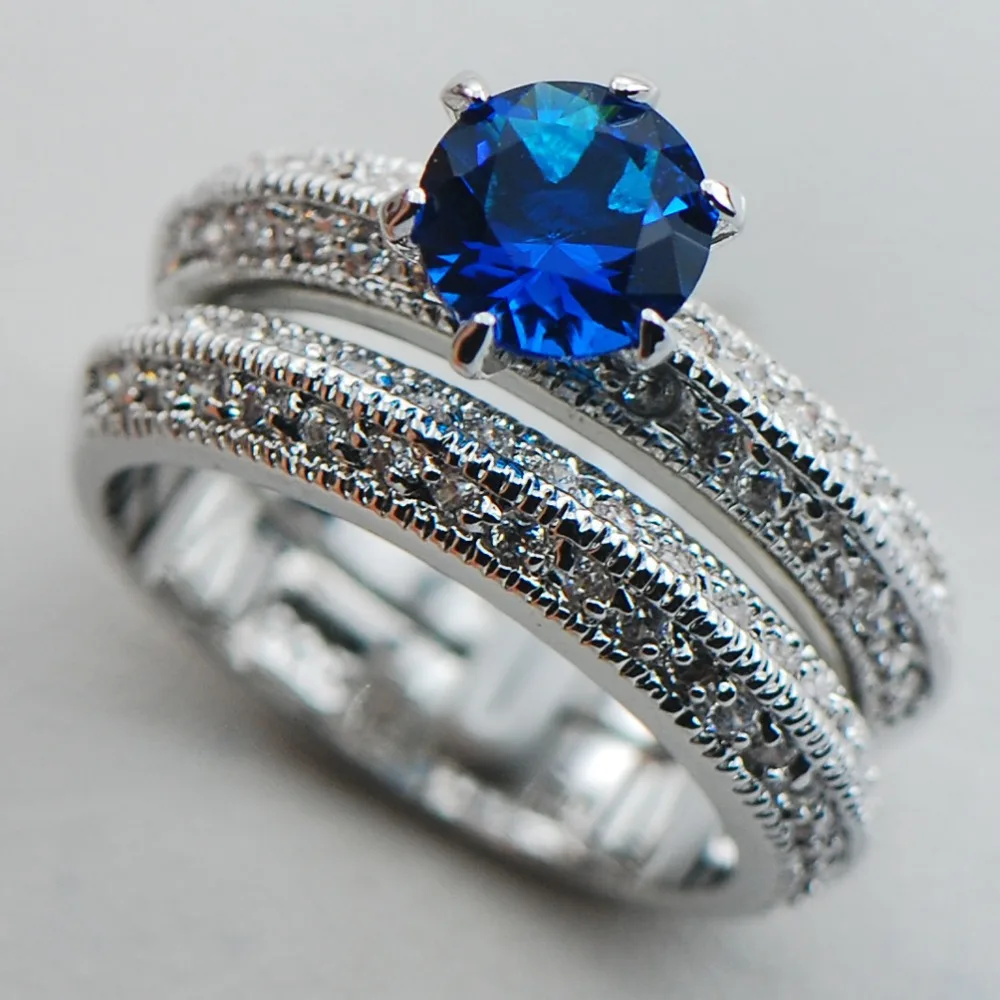 Женское Обручальное кольцо из серебра 925 пробы с синим кристаллом|ring size|ring size 5size 5