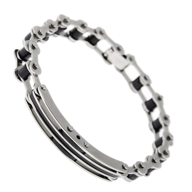 Новый Модный Черный резиновый браслет из нержавеющей стали для мотоциклистов