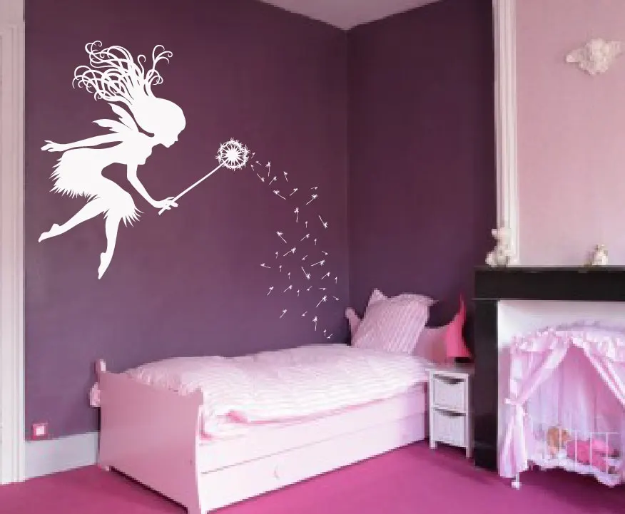 Fairy Dandelion Wand Wall Decal Nursery Kids Girls Room Tale Sticker Baby Bedroom Art Poster Large Decor Vinyl Murals A175 | Дом и сад