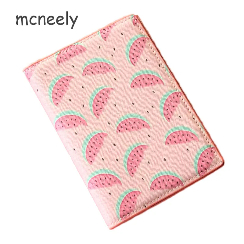 Mcneely фруктовый арбуз розовый Обложка для паспорта из искусственной кожи Женский кредитный держатель для карт для девочек Обложка для паспорта Сумка для документов без молнии