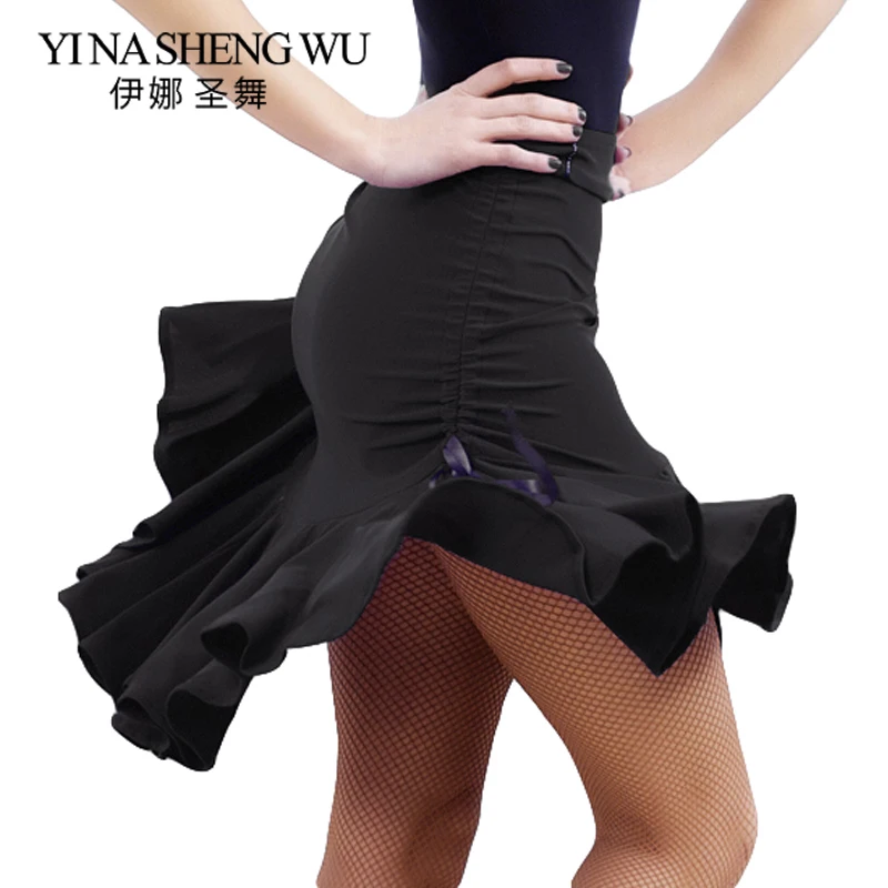 

Sexy Latin Dance Skirt Women Square Dance Black Body Skirt Drawstring With Safety Pants Latin Rumba Salsa Dance Practice Dress