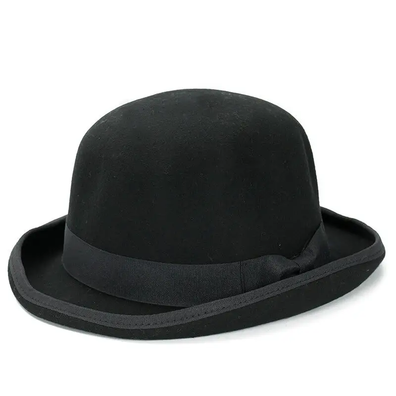 Моды в Париже Для мужчин Шерсть джаз шляпа купол флоппи краев Fedora Hat Черный Серый
