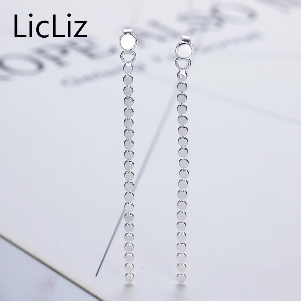 LicLiz 925 пробы серебряные Висячие серьги для женщин Длинная цепочка с бусинами Висячие серьги вечерние подарки для свиданий ювелирные изделия Mujer Moda LE0271