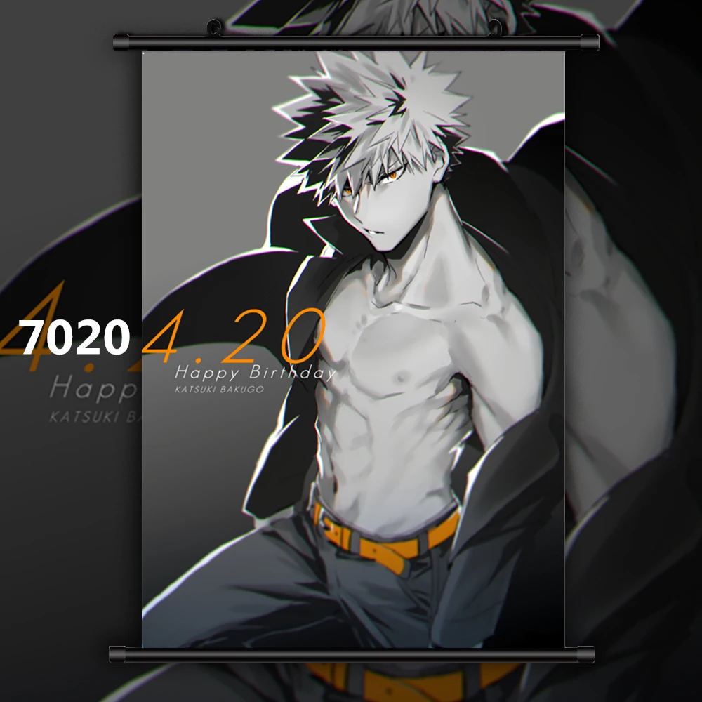 7020 Boku no My Hero Academy Bakugou Katsuki Todoroki Shoto Midoriya Izuku Аниме Манга настенный плакат свиток D - Цвет: 7020