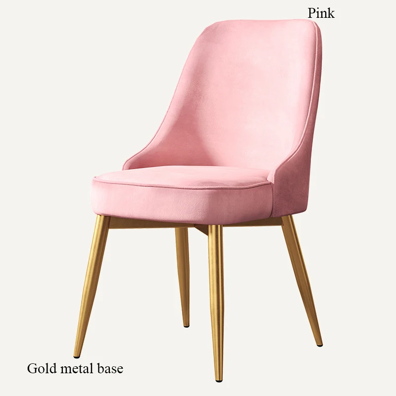 Gold base Pink Минималистичный современный стул с высоким отскоком, мебель, стул для ресторана, современный полиуретановый китайский железный стул, деревянный кухонный обеденный стул - Цвет: Gold base Pink