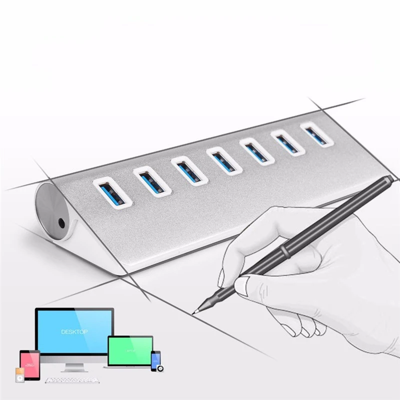 Usb-хаб 3,0 7 портов Мульти USB 3,0 концентратор разветвитель с адаптером питания USB Hab высокоскоростной 5 Гбит/с USB разветвитель 3 хаба для ПК ноутбука