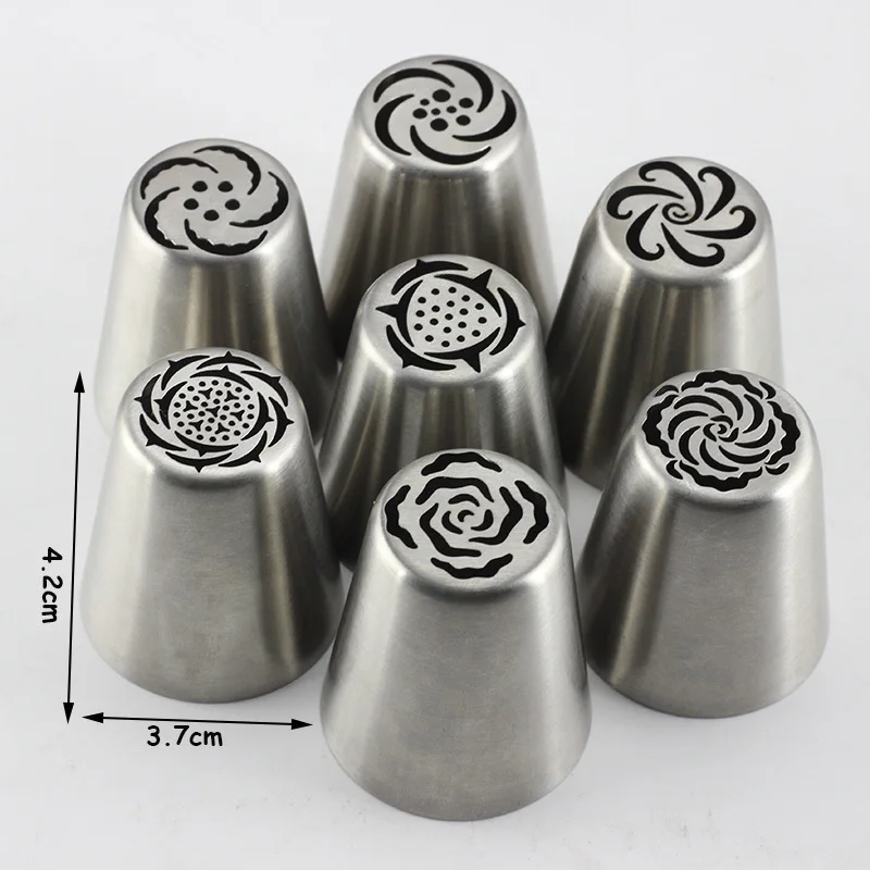 Mujiang 7Pcs/Set New Flower Russian Nozzles Icing Piping Pastry Tips 1Pcs Coupler Cupcake Decorating Dessert Baking Tools - купить по