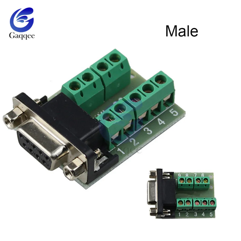9pin Solderless соединители DB9 RS232 серийный к терминалу Женский Мужской адаптер разъем