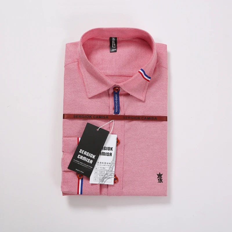 Sergio k Camisa, оксфордская брендовая одежда, мужские рубашки с длинным рукавом, одноцветная рубашка, приталенная хлопковая Повседневная рубашка Dudalina