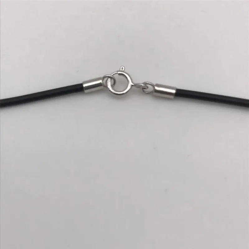 

wholesale 5PCS 1.5MM black rubber 925 sterling silver necklace clasp 18"