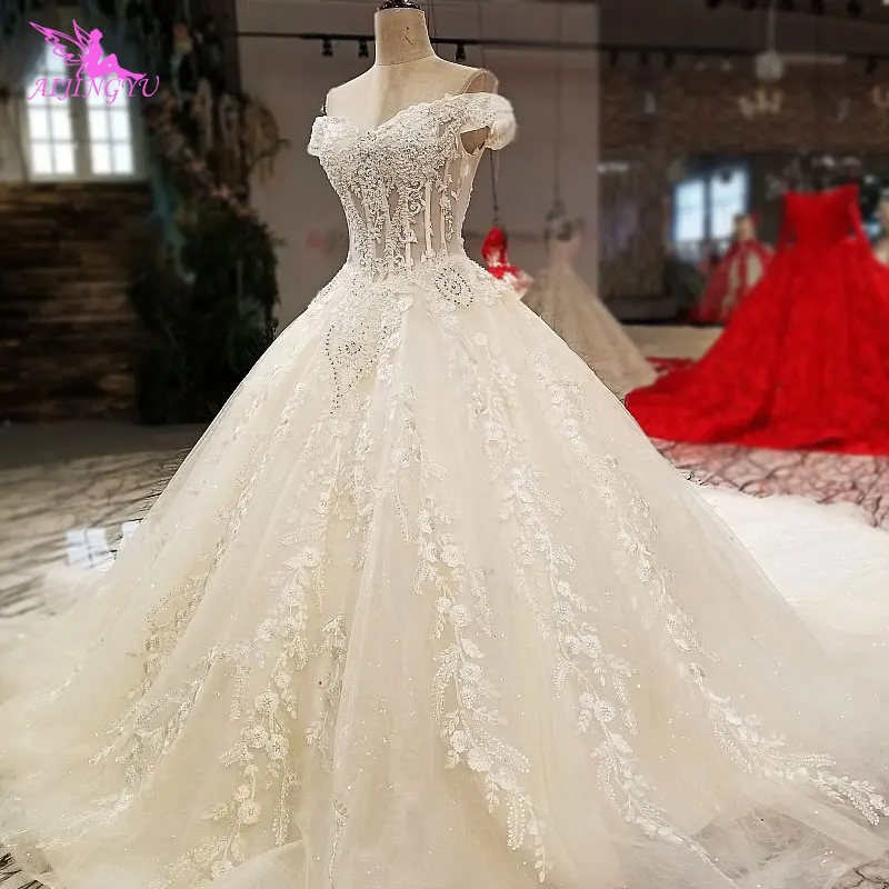 AIJINGYU 2021 luxury crystal sparkling diamond gowns new hot selling gown v-neck formal bride dresses wedding dress WT151 | Свадьбы и