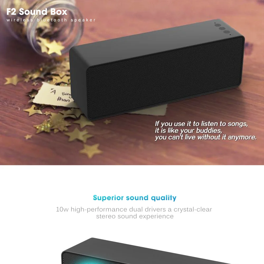 CBAOOO F2 Bluetooth Динамик Портативный Беспроводной Динамик звук Системы 3D стерео для объемного звучания музыки Поддержка Bluetooth микрофона TF AUX USB