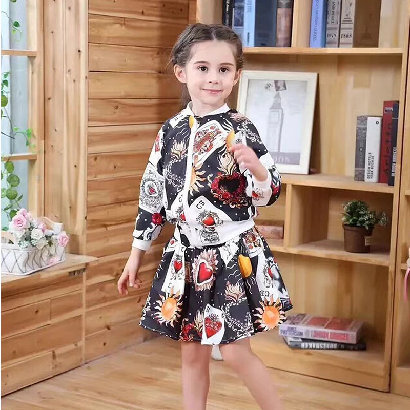 Детский комплект из двух предметов Куртка и юбка для девочек 3 8 лет|Комплекты