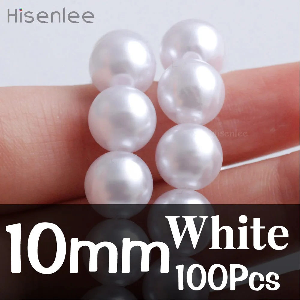 White Pearl 4 мм~ 20 мм несколько размеров прямые отверстия слоновая кость/белый искусственный жемчуг круглые акриловые ювелирные аксессуары в виде бусин для изготовления ювелирных изделий - Цвет: White Pearl