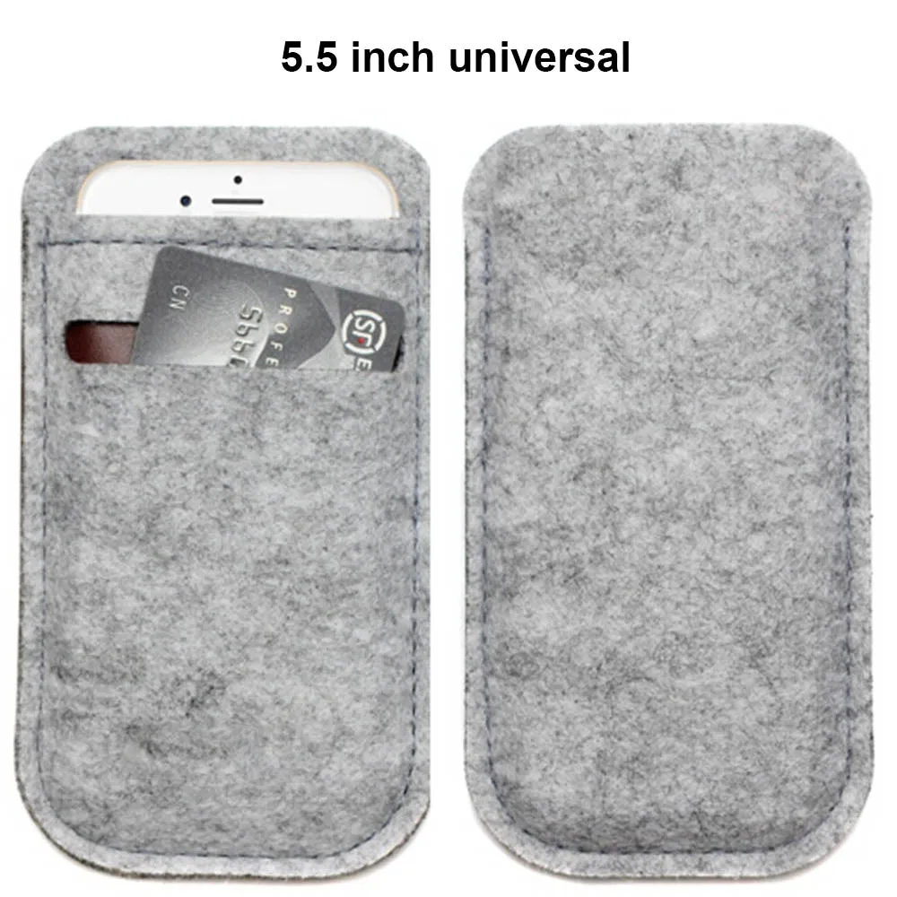 5.5 inch-light gray Универсальный шерстяной войлочный чехол для телефона, кошелек, сумка 4,7 ''5,5'' для iPhone 6, 7, 8 Plus, чехол для мобильного телефона, чехол для samsung, Xiaomi - Цвет: 5.5 inch-light gray