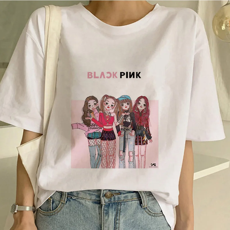 Футболка Kill This Love, Harajuku, черная, розовая футболка, 90 s, мультяшная футболка, женская мода, LISA JISOO, Дженни, роза, топ, футболка для женщин, Ullzang