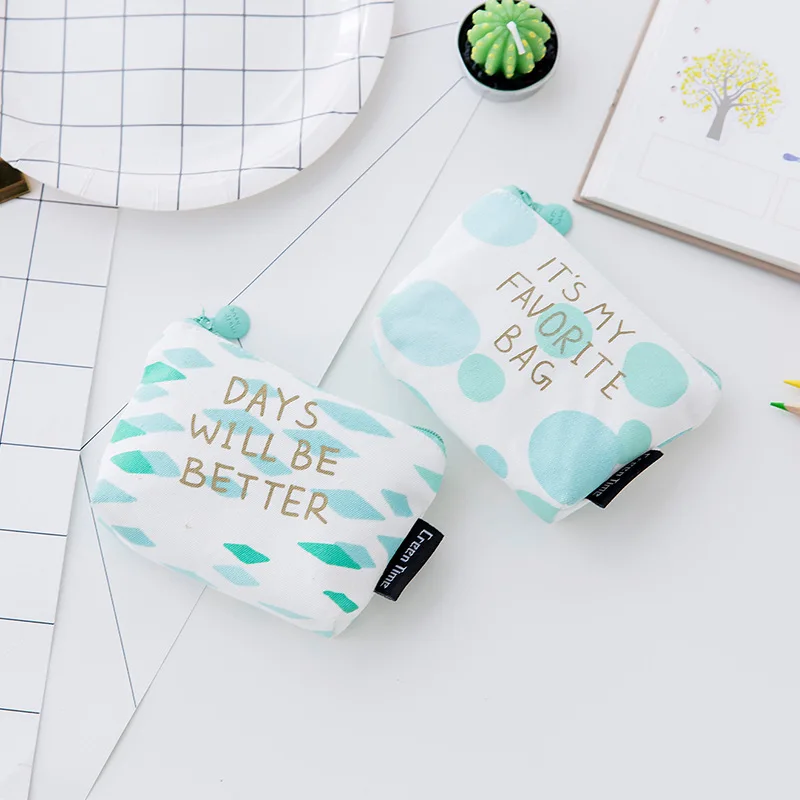 Креативный милый кошелек для монет с буквенным принтом мультяшный холст мини