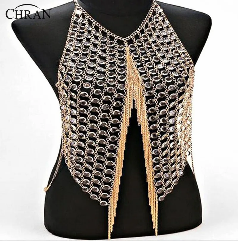 Chran Luxury Fashion Women Full Body Multi Layer Vest Statement Necklace Chain Slave Necklace Beach Chain Halter Jewelry  BDC436