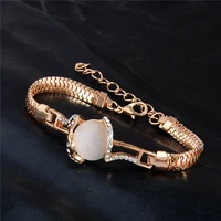 misananryne fashion rhinestones gold color women jewelry shiny austrian crystal cat eye stone new design bracelets
