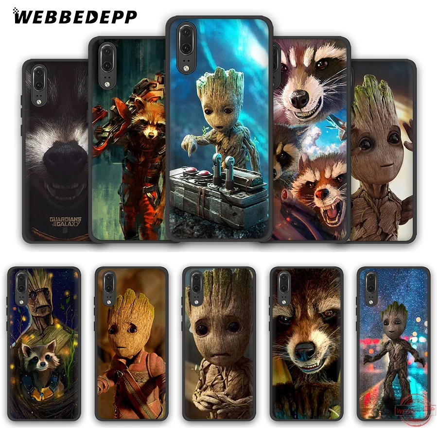WEBBEDEPP Guardian Rocket Raccoon Groot Soft Case for Huawei P8 P9 P10 P20 P30 Lite Pro 2017 2018 2019 Cover | Мобильные телефоны и