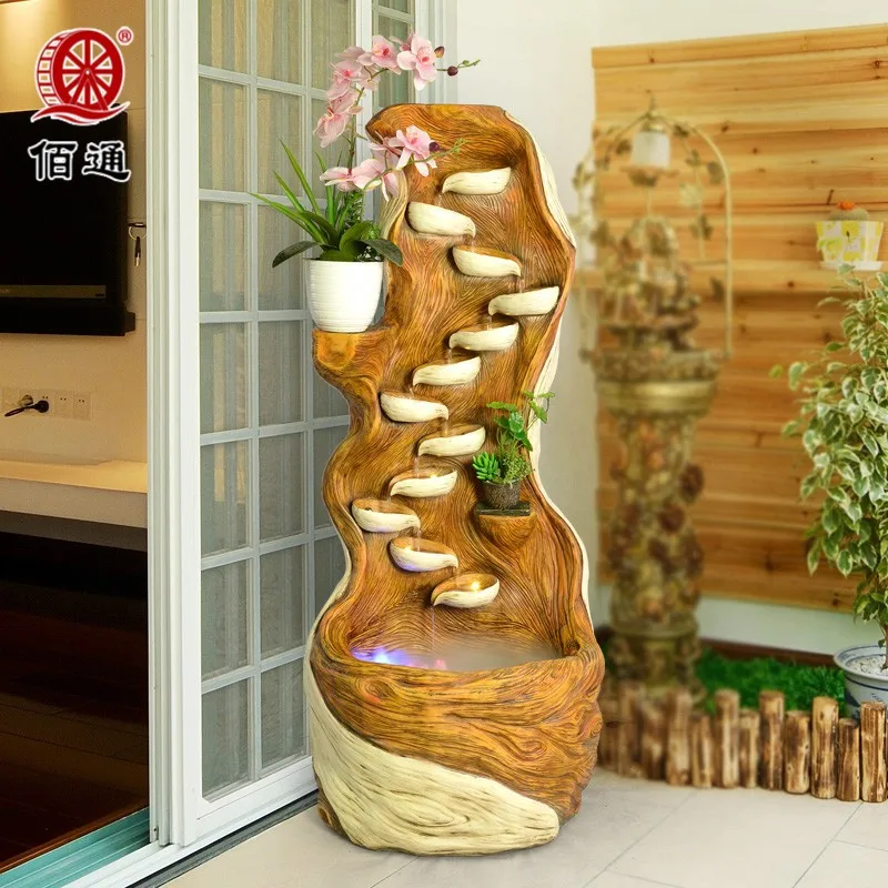 Имитация скалы кипарис фонтан резьба по корню водопад ветер колесо увлажнение