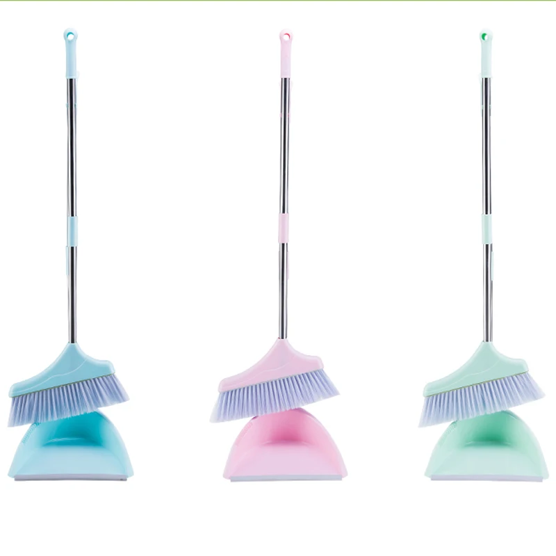 

Household Cleaning Tools Stainless Steel PP Plastic Broom Combination Soft Hair Clean and Dustless Broom Dustpan Suit