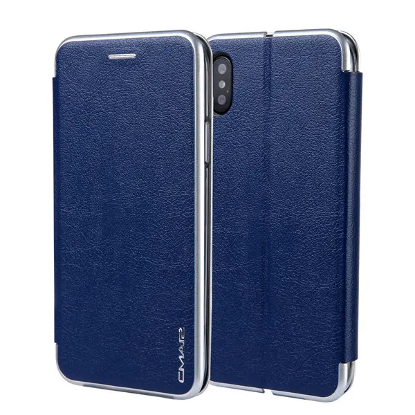 blue Кожаный чехол для iphone X, Магнитный флип-чехол-кошелек, сумка для iphone X, чехол из искусственной кожи, Винтажный Полный Чехол для Apple X, подставка-держатель - Цвет: blue