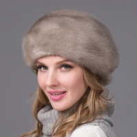 real mink fur hat winter womens hat with diamond brown mink fur cap mink fur beret russian quality elegant hat dhy 53