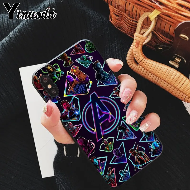 Yinuoda Супергерои из Marvel Мстителей мягкий резиновый черный чехол для телефона iPhone 6S