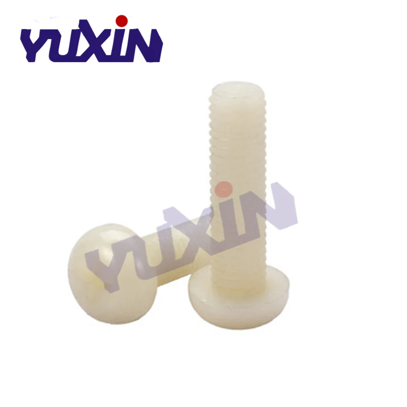 White 100Pcs/60Pcs Nylon Screw M4 M5 White/Black Nylon Plastic Insulation Phillips Cross Recessed Round Pan Head Machine Screws Bolt - Color: White