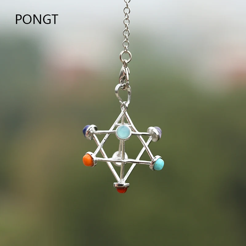 

Natural stones Merkaba Star pendulum for dowsing reiki chakra healing quartz crystal pendant Necklace sacred geometry pendulo