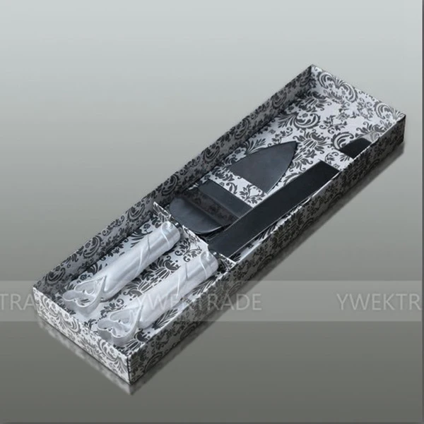 

Double Heart Wedding Cake Knife Serving Wedding Decoration Ribbon lace Wedding &Birthday Supplies Free Shipping