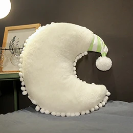 White moon Снежные шары, натуральные плюшевые подушки, яркие цвета, облако, корона, луна, звезда, в форме сердца, подушка, декор для детской кроватки, фланелевое одеяло, постельные принадлежности - Цвет: White moon