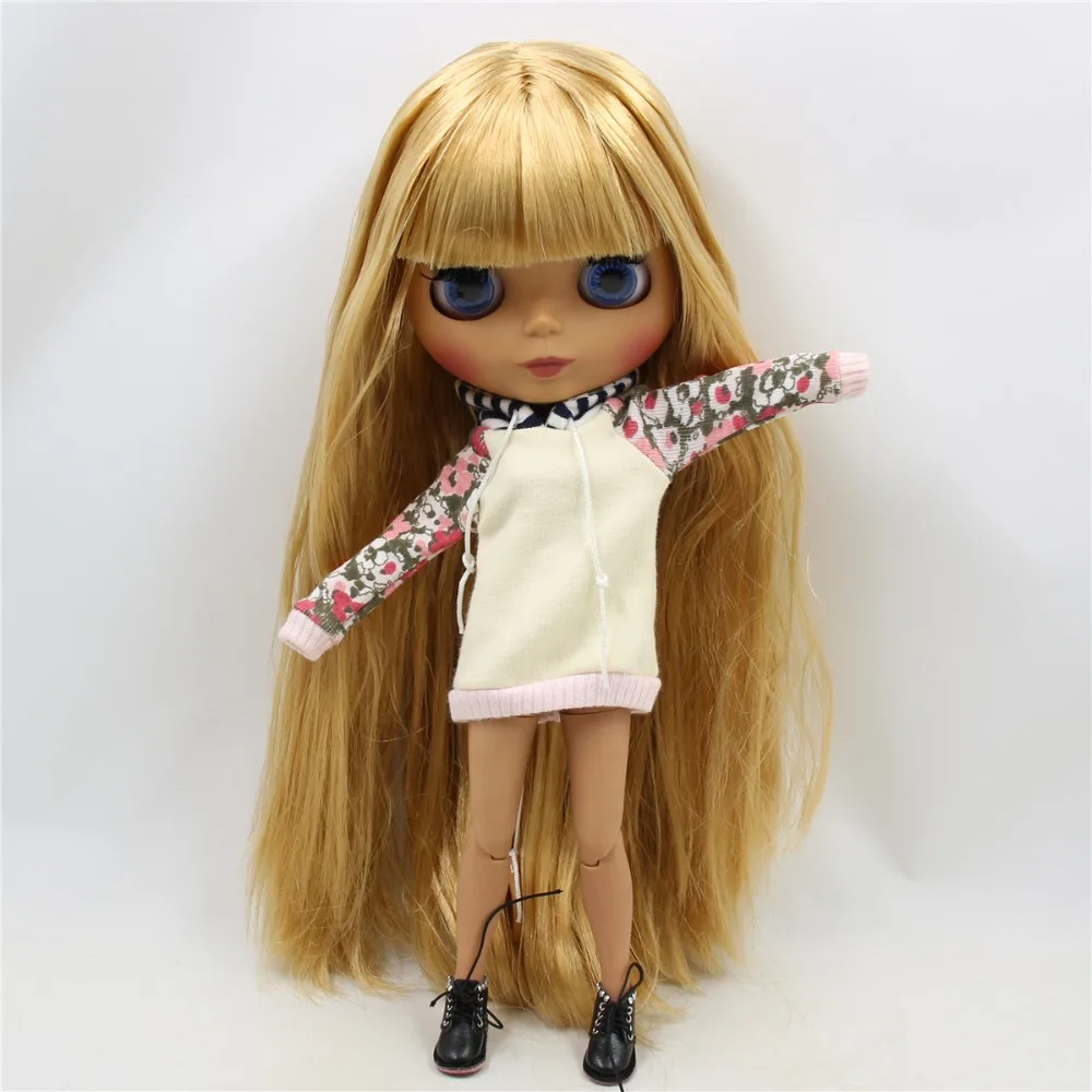 Ледяной DBS Blyth кукла 1/6 bjd совместное тело темная кожа матовое лицо жирные золотые