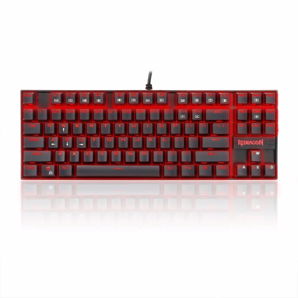 Redragon K552 из сладкого картофеля 87 клавиш Светодиодный подсветка одной Цвет ключей механическая клавиатура игровой клавиатуры для геймера английская раскладка