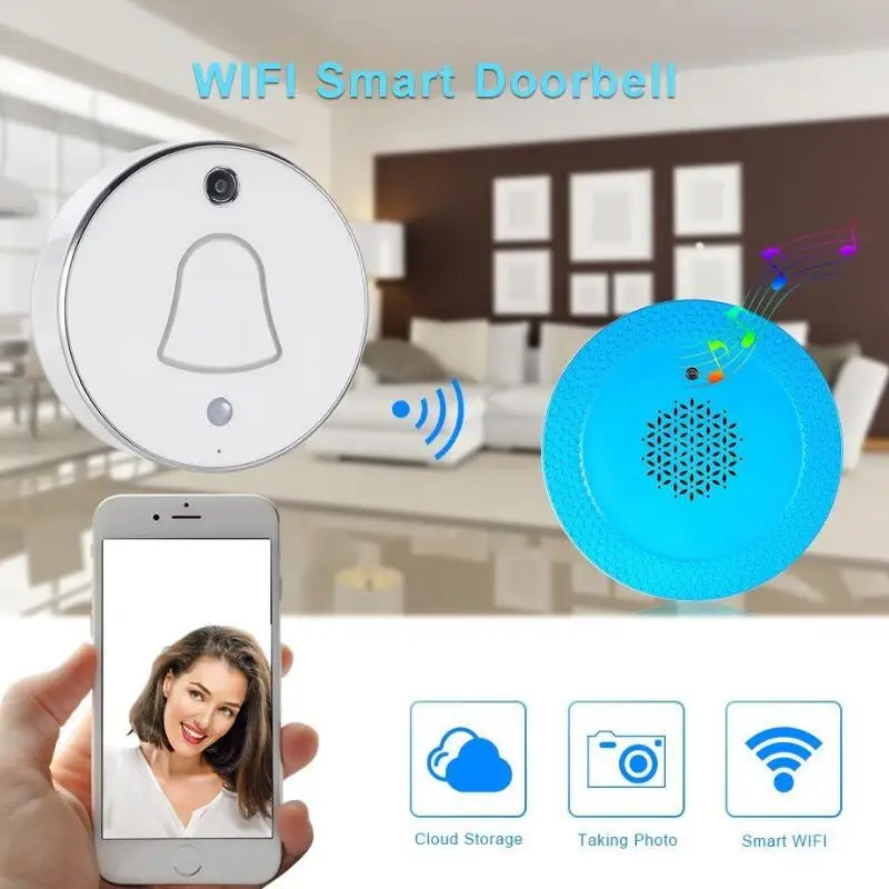 Умная беспроводная WiFi камера HD батарея дверной звонок просмотра Wifi бесплатное Облачное Хранение Фото Видео-глаз безопасности дверной Звонок
