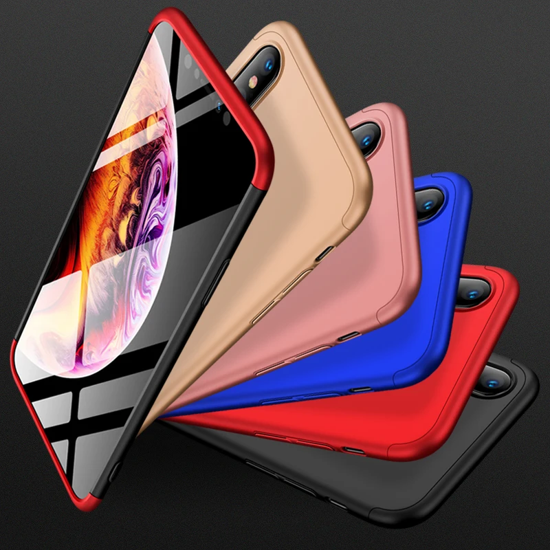 

GKK for iphone XR 3 IN 1 anti-shock 360 Full protection Matte Hard PC cover for iphone XR XS/XS MAX fundas shell Business plain