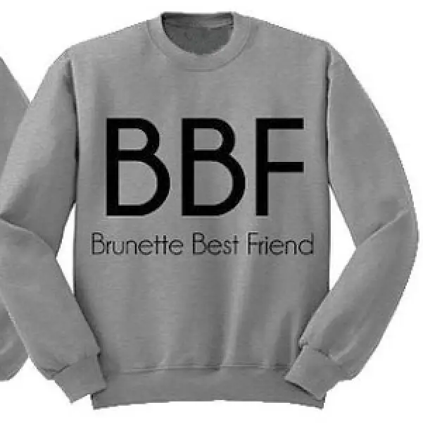 Brunette -- gray Серый Crewneck блондинка Лучший друг брюнетка Толстовка BFF джемпер лучший друг подарок Пары Соответствующие Мода наряды эстетику Топы - Цвет: Brunette -- gray