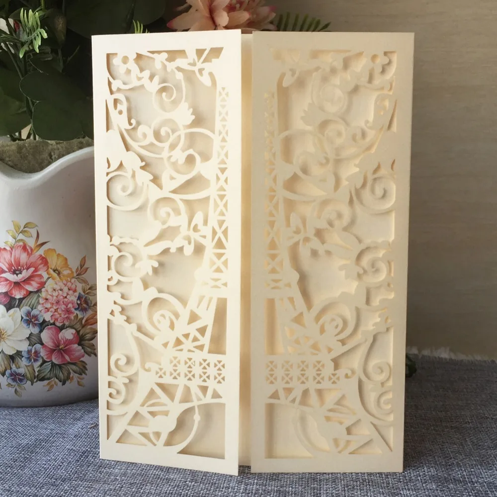 

40pcs/lot Lace Tower Pattern Wedding Invitation With Business Grand Meeting Invitations Bridal Shower Party Decoration Supplies